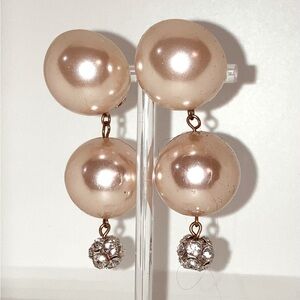 1960s Pearl Crystal Drop Earrings